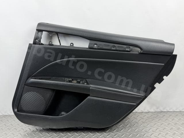 Обшивка дверей картка задня права Ford Fusion mk5 13-20 titanium, чорна шкіра з чорною вставкою шкіра